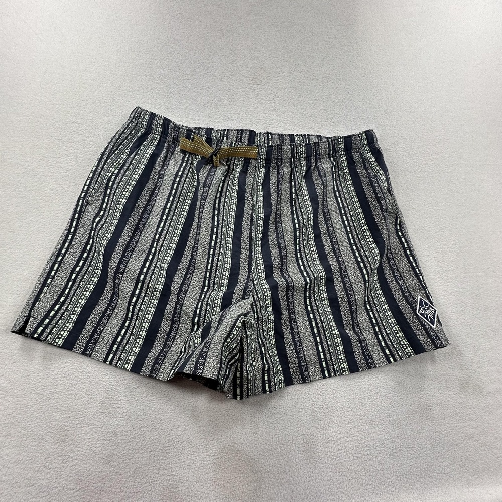 Prana Indio Heritage Shorts Mens XL Blue Striped 5" Belted Outdoor Hiking